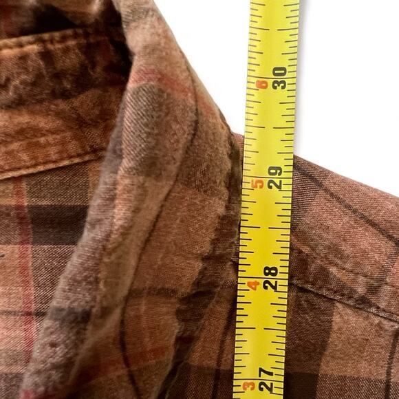 RedHead Orange Brown Plaid Button Up Lightweight Shirt L Grunge Pocket Skater - Picture 6 of 7